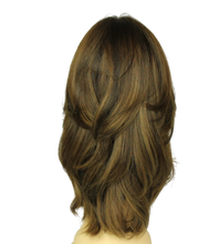 Load image into Gallery viewer, Mimi Pre-Cut Rooted Light Brown with Blended Lowlights and Highlights Multi-Directional Skin Top Size S
