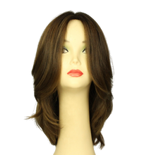 Load image into Gallery viewer, Mimi Pre-Cut Rooted Light Brown with Blended Lowlights and Highlights Multi-Directional Skin Top Size S
