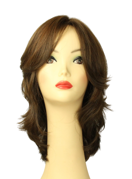 Shlomit Medium Brown with red highlights  SKIN TOP SIZE M PRE-CUT
