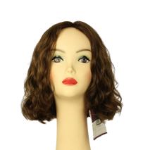 Load image into Gallery viewer, Wavy Bob MEDIUM BROWN WITH DARK BLONDE HIGHLIGHTS Multi-Directional Skin Top Size M Pre-Cut

