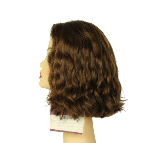 Wavy Bob MEDIUM BROWN WITH DARK BLONDE HIGHLIGHTS Multi-Directional Skin Top Size M Pre-Cut