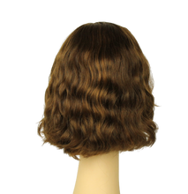 Load image into Gallery viewer, Wavy Bob MEDIUM BROWN WITH DARK BLONDE HIGHLIGHTS Multi-Directional Skin Top Size M Pre-Cut
