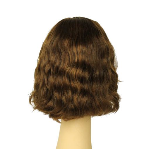 Wavy Bob MEDIUM BROWN WITH DARK BLONDE HIGHLIGHTS Multi-Directional Skin Top Size M Pre-Cut