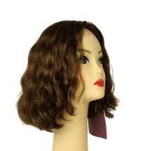 Load image into Gallery viewer, Wavy Bob MEDIUM BROWN WITH DARK BLONDE HIGHLIGHTS Multi-Directional Skin Top Size M Pre-Cut
