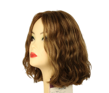 Load image into Gallery viewer, Wavy Bob LIGHT BROWN WITH ASH BLONDE HIGHLIGHTS Multi-Directional Skin Top Size M Pre-Cut
