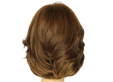 Load image into Gallery viewer, DOROTHY MEDIUM BROWN WITH DARK BLONDE HIGHLIGHTS MULTI-DIRECTIONAL SKIN TOP SIZE M PRE-CUT
